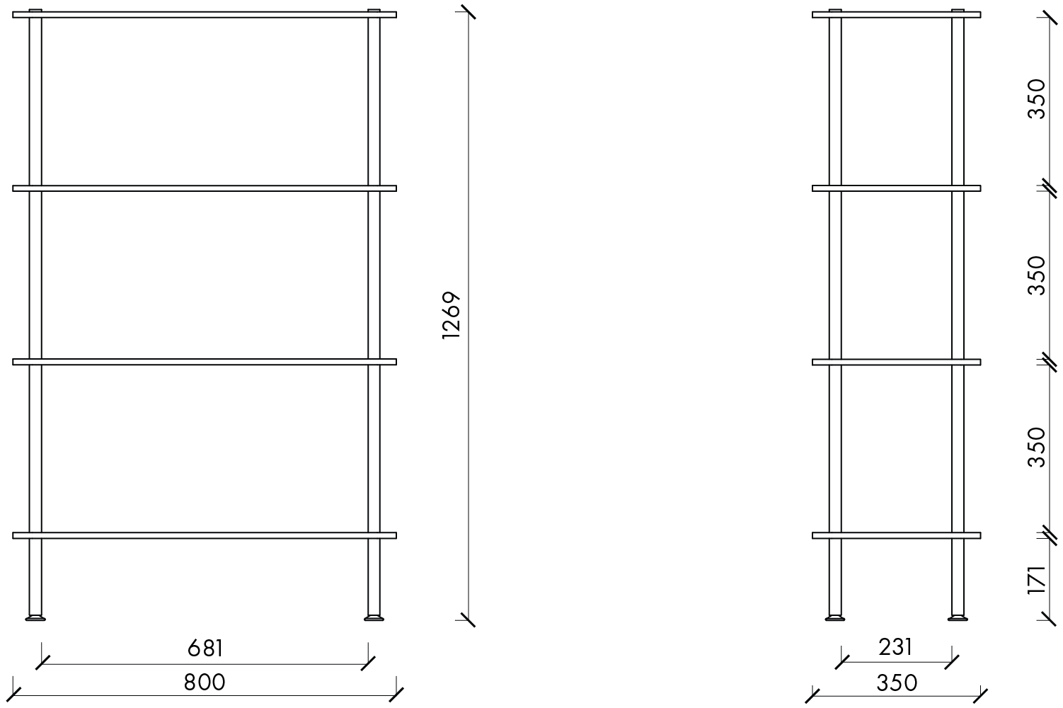 Teidi Shelving Unit 4-tier - Fensi Furniture